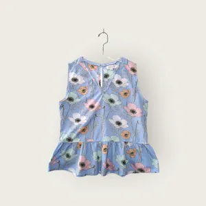 WOMENS SIZE SMALL - MOLLY BRACKEN, Floral Print, Peplum V-Neck Tank Top EUC B58