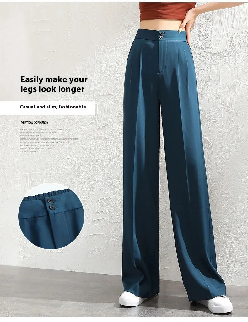 Women's Wide Leg High Waist Drooping Loose Slimming And Straight Casual Mopping Chiffon Suit Pants