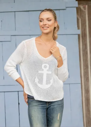 Wooden Ships Crochet Anchor 3/4 Sleeve V
