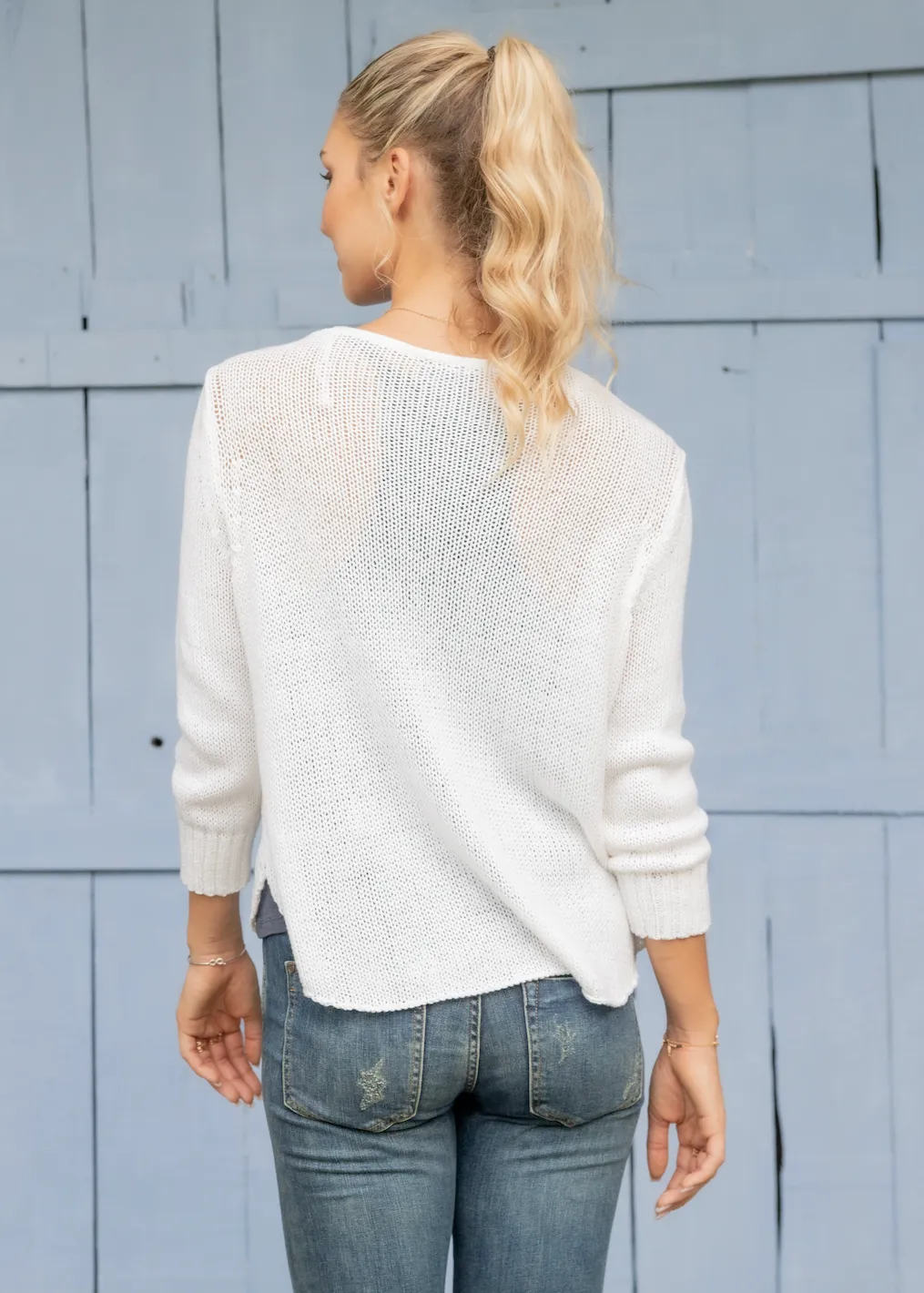 Wooden Ships Crochet Anchor 3/4 Sleeve V