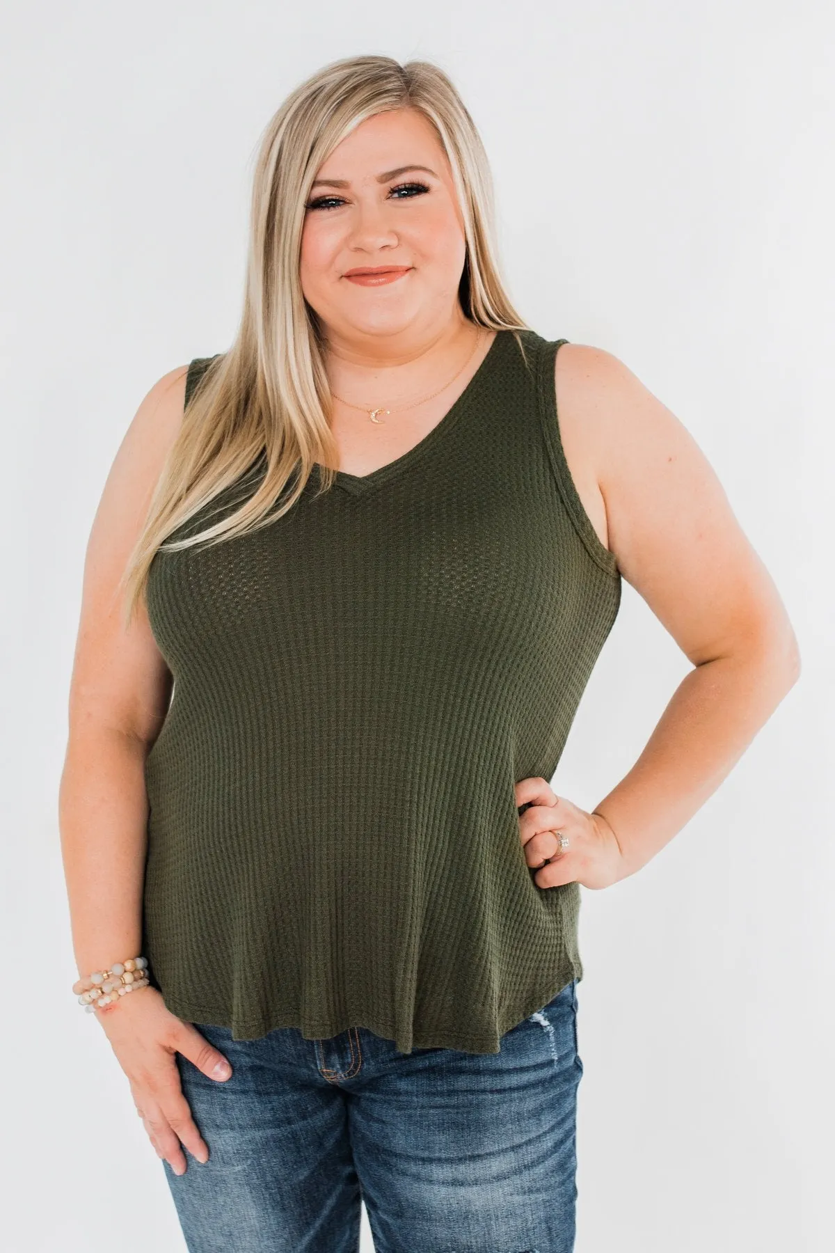 Wouldn't Trade It For Anything Tank Top- Dark Olive