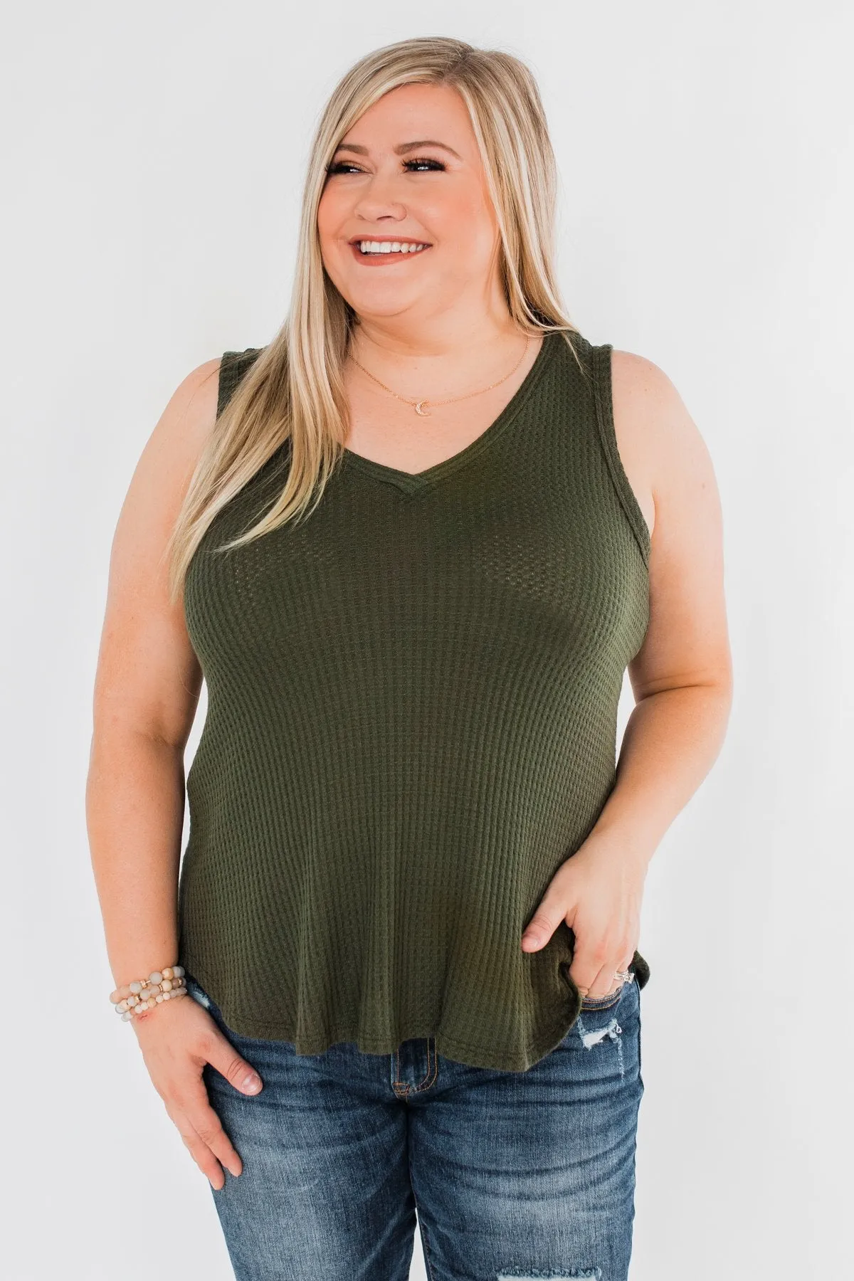 Wouldn't Trade It For Anything Tank Top- Dark Olive