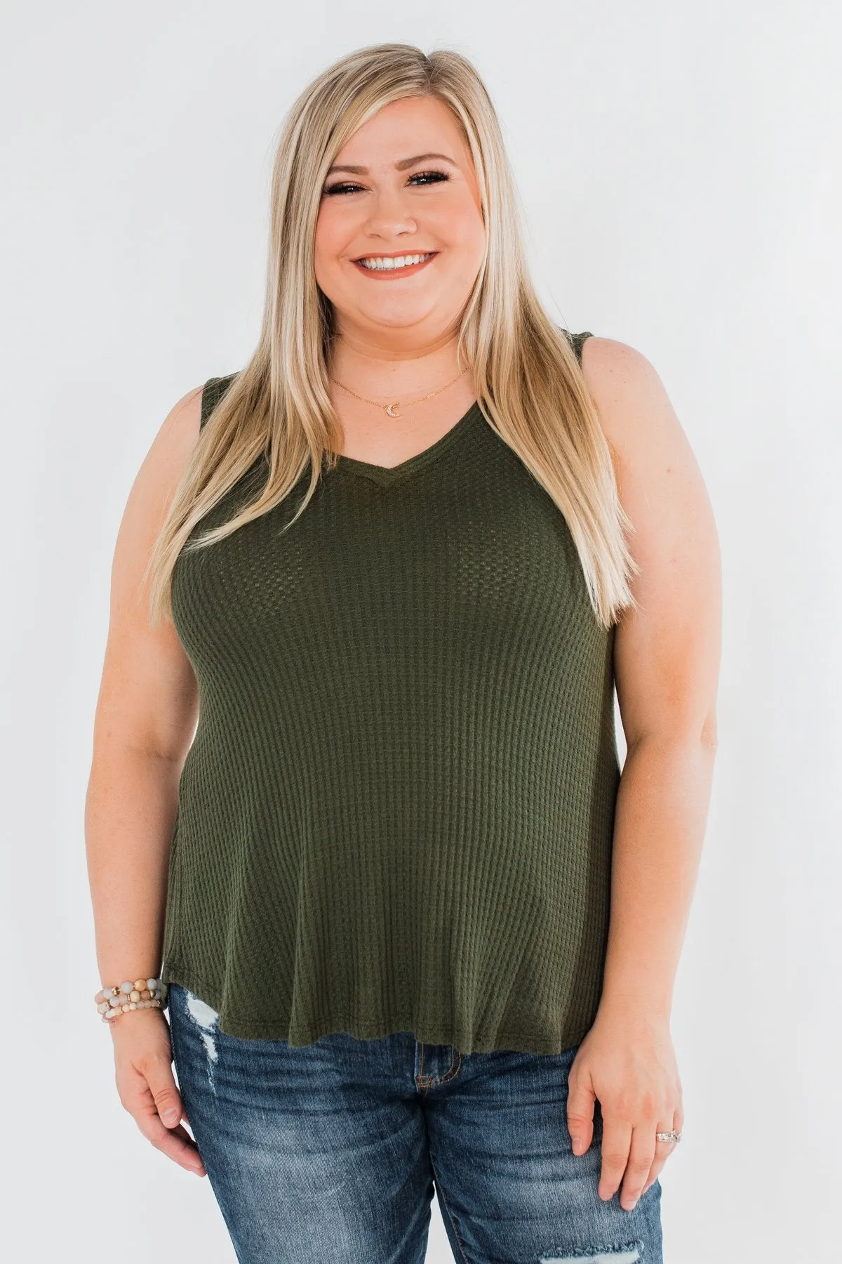 Wouldn't Trade It For Anything Tank Top- Dark Olive