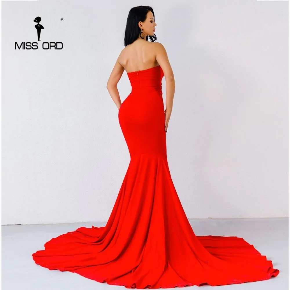 Wrapped Chest Asymmetric Maxi Party Dress