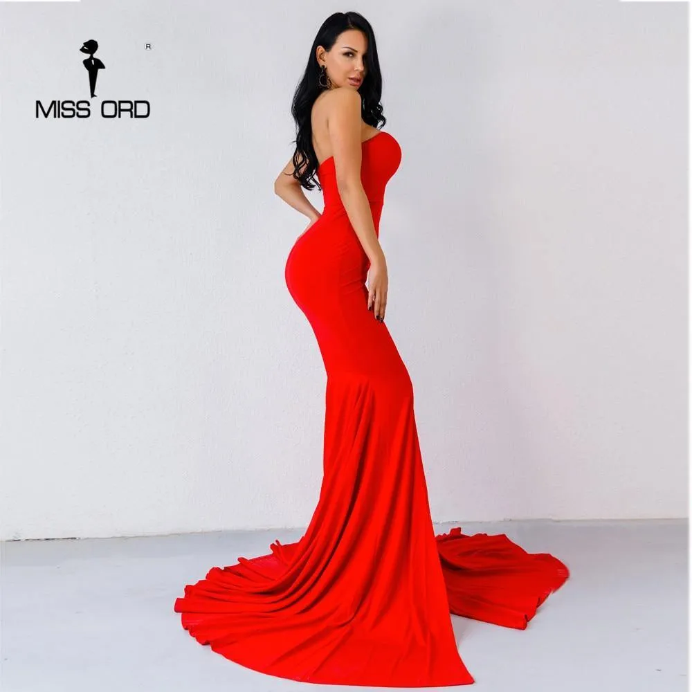 Wrapped Chest Asymmetric Maxi Party Dress