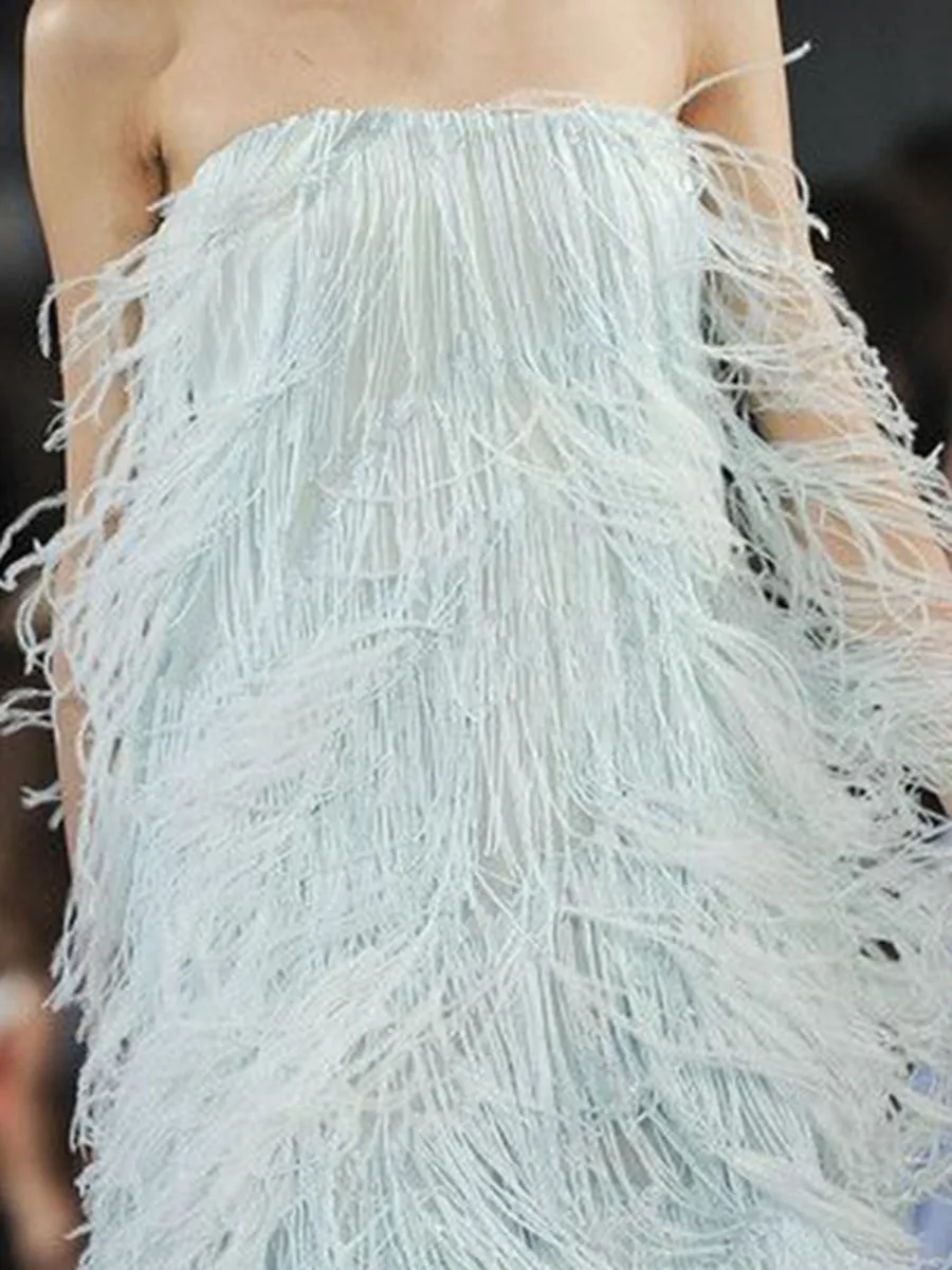 Wrapped Chest Tassel Evening Dress