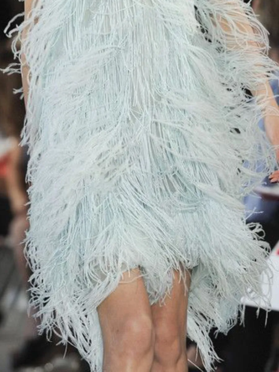 Wrapped Chest Tassel Evening Dress