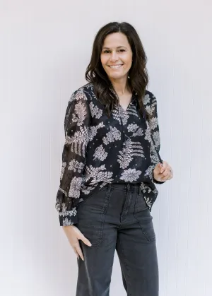 X Floral Glory Black Top