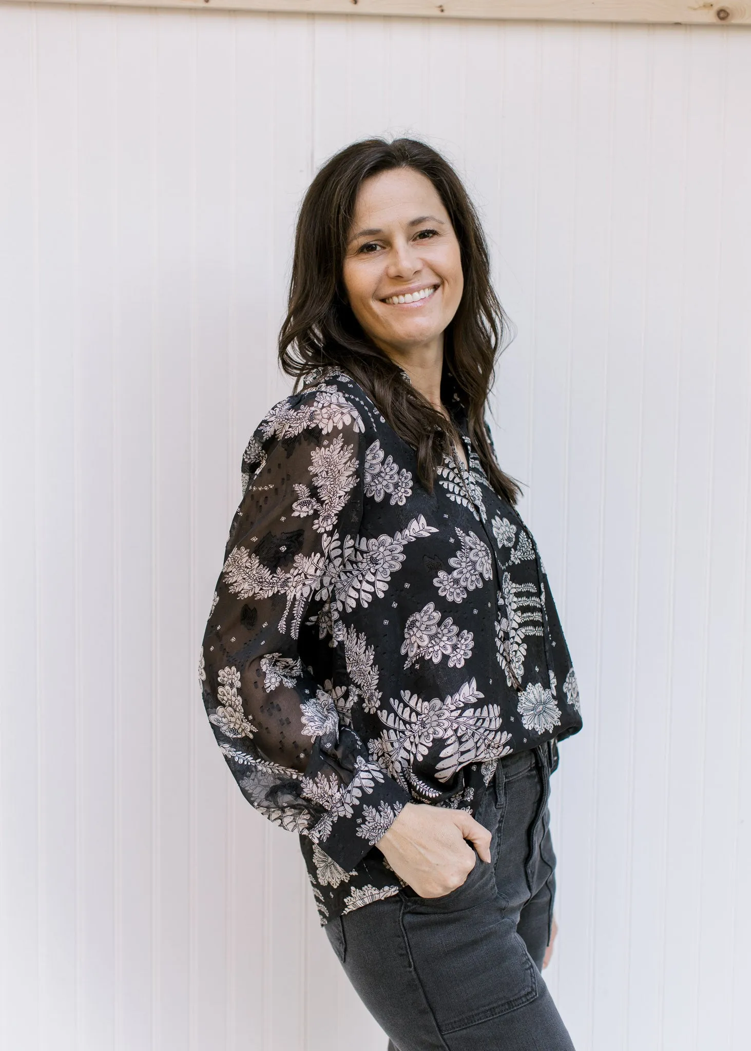 X Floral Glory Black Top