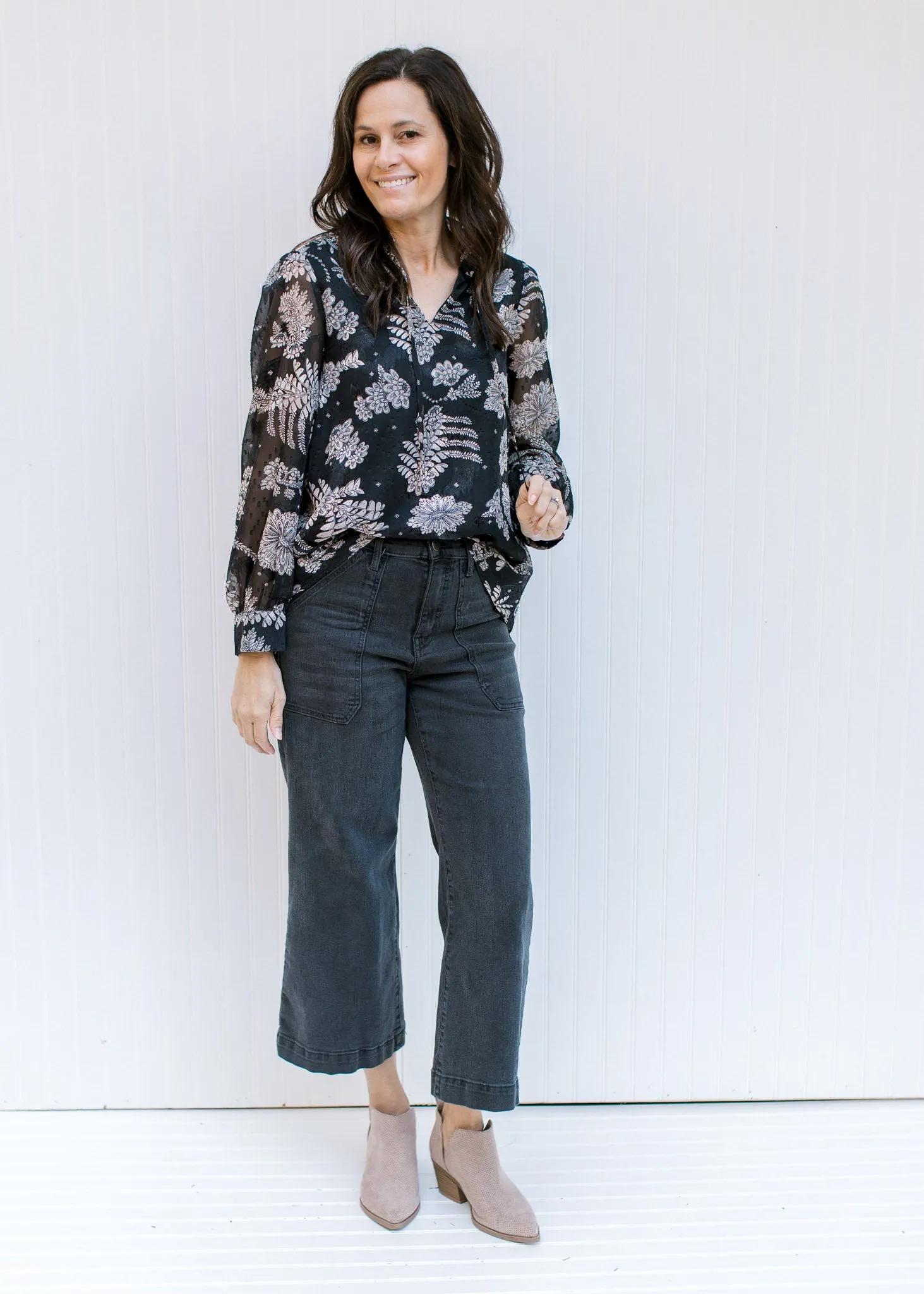 X Floral Glory Black Top