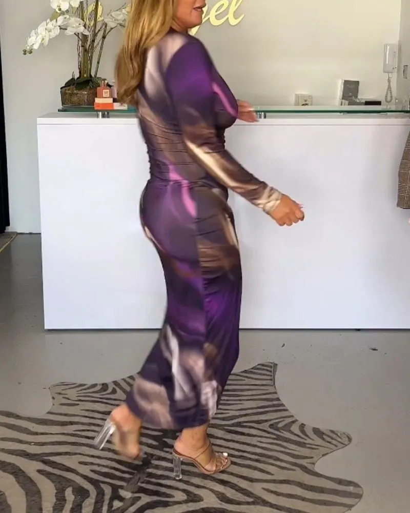 Xenia - Stylish V Neck Cut Woman's Midi Dress