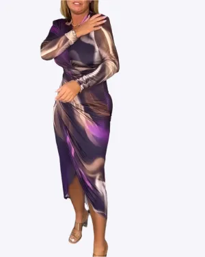 Xenia - Stylish V Neck Cut Woman's Midi Dress
