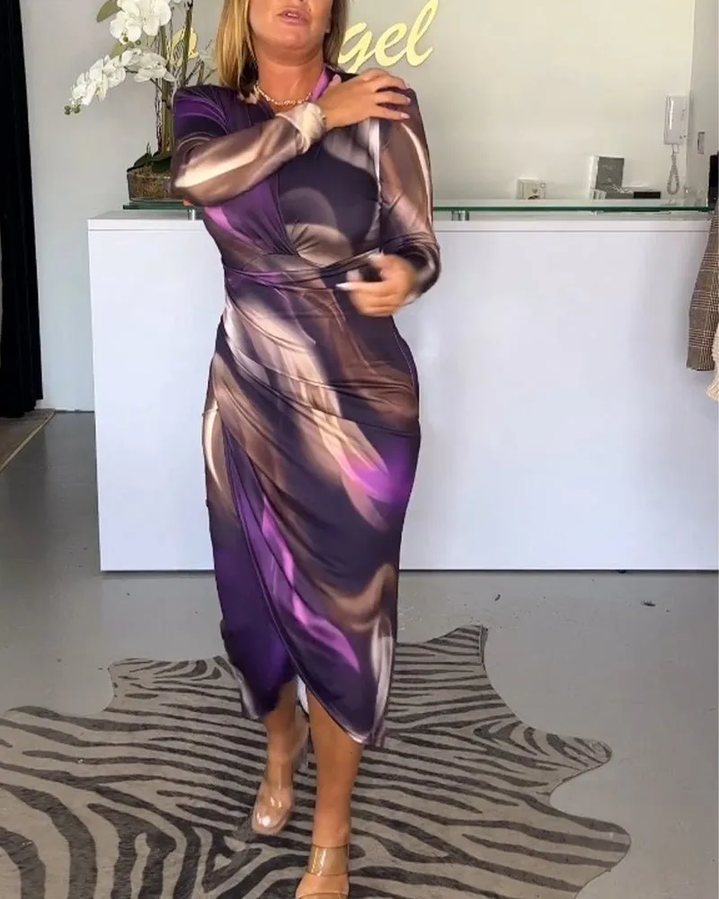 Xenia - Stylish V Neck Cut Woman's Midi Dress