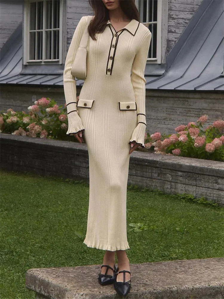Y2K Classic Ribbed Midi Dress