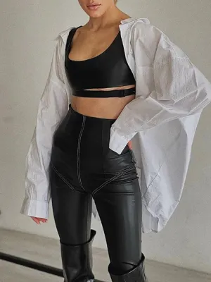 Y2K Faux Leather Skinny Pants