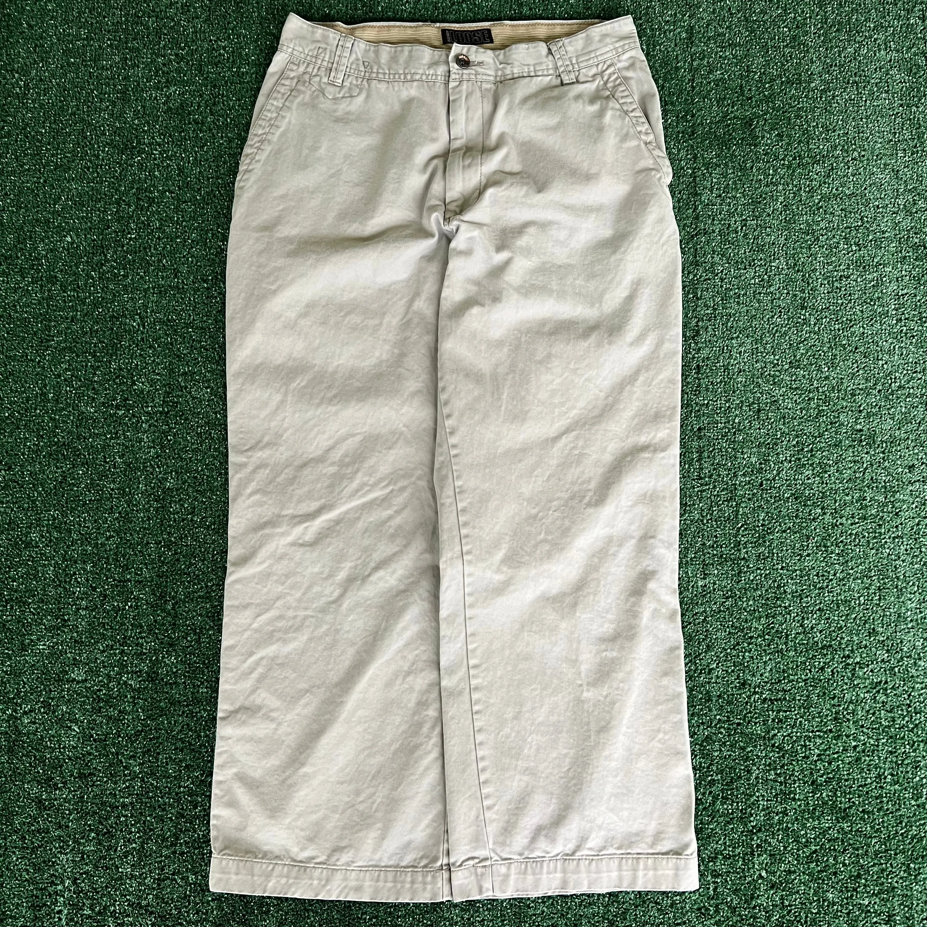 Y2K Old Navy Loose Baggy Wide-Leg Khaki Pants - 34x28" 21" Openings