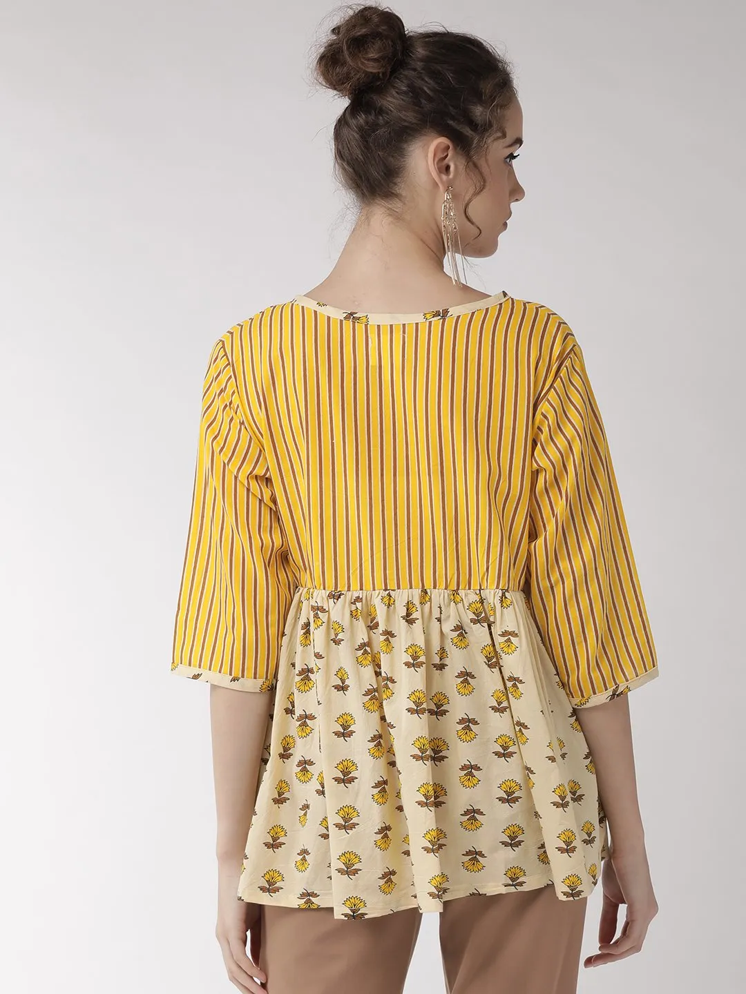 Yellow Stripes Peplum Top