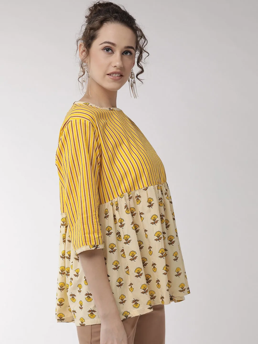 Yellow Stripes Peplum Top