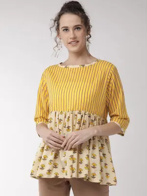 Yellow Stripes Peplum Top
