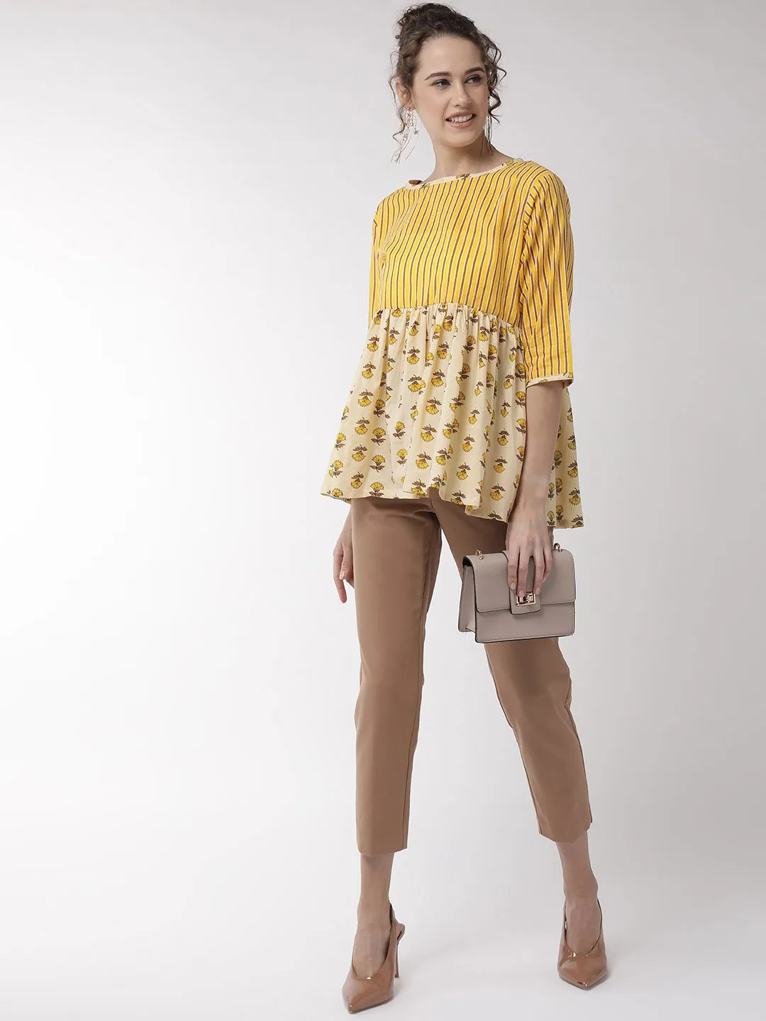 Yellow Stripes Peplum Top