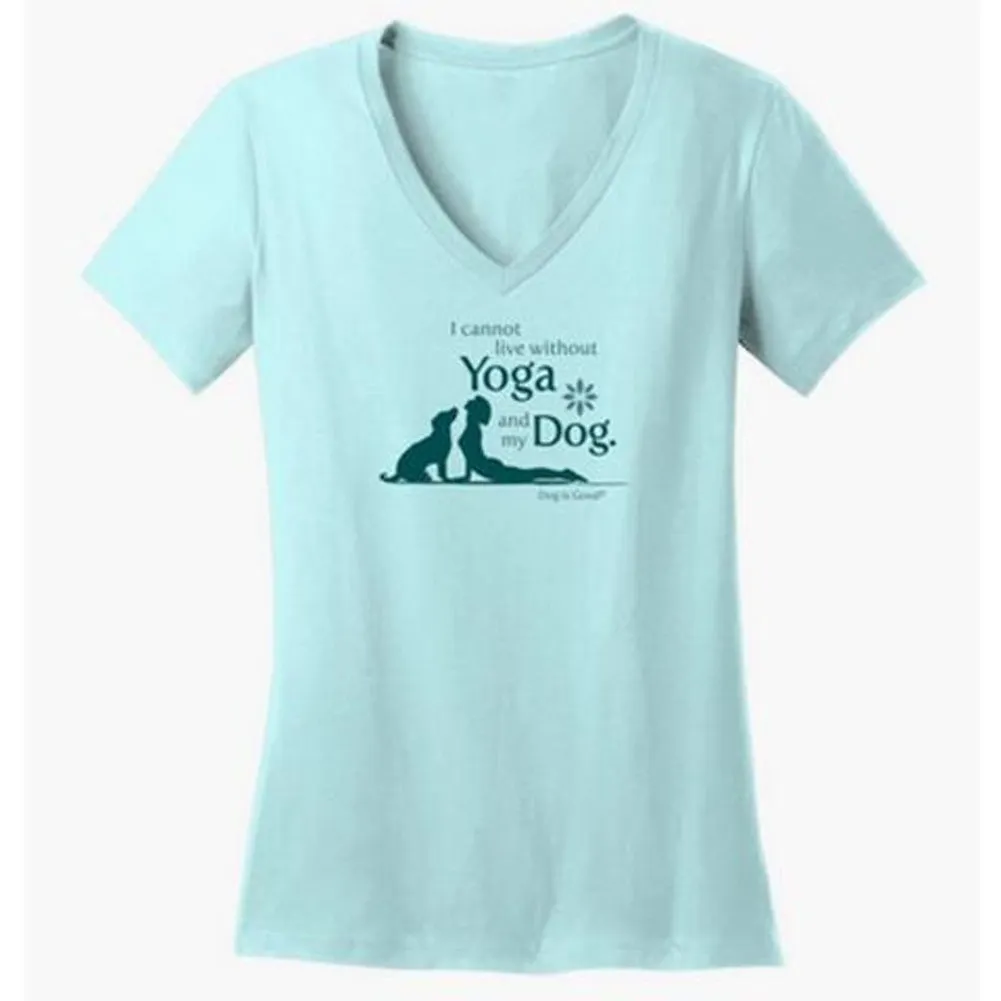 Yoga and My Dog Women's V-Neck Tee - 2XL - LT BLUE LBVNS