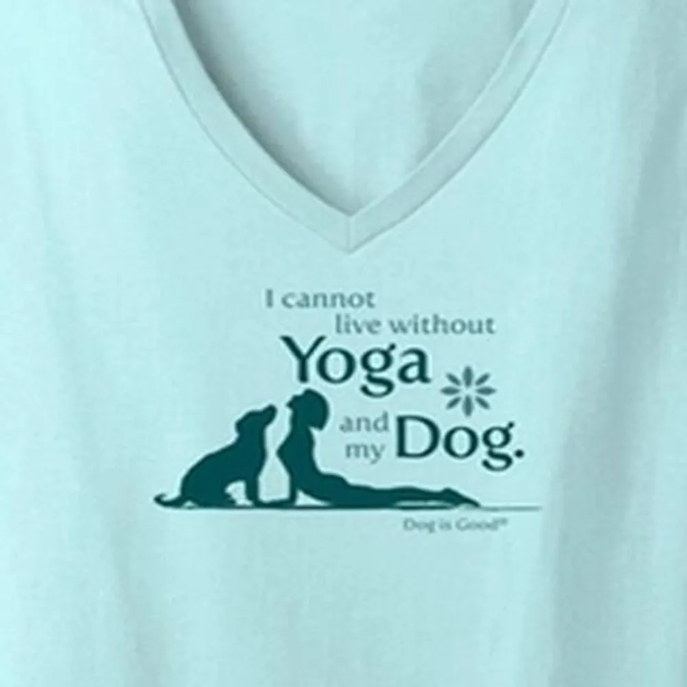 Yoga and My Dog Women's V-Neck Tee - 2XL - LT BLUE LBVNS