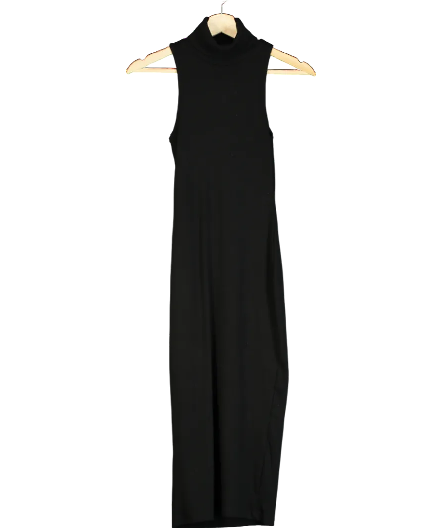ZARA Black Halter Neck Knitted Midi Dress UK S