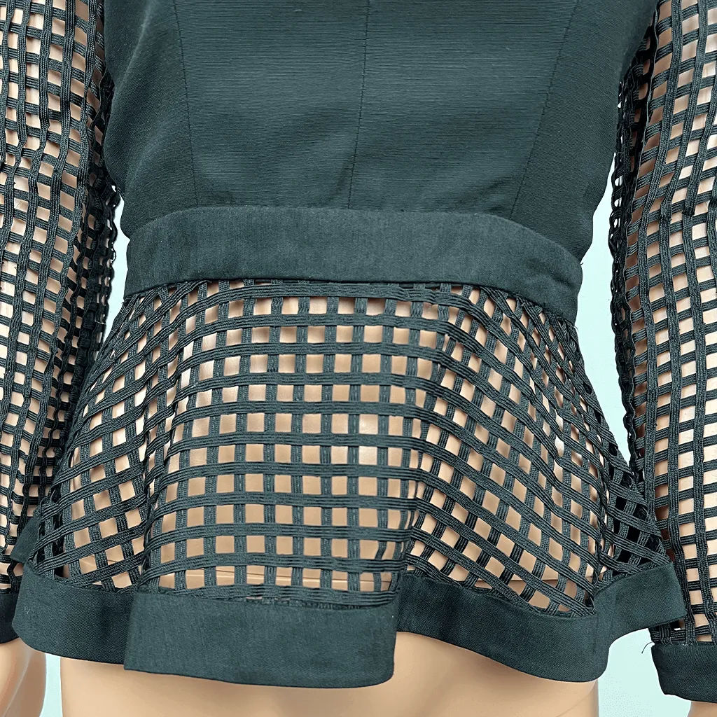 Zimmermann Black Lattice Long Sleeve Top