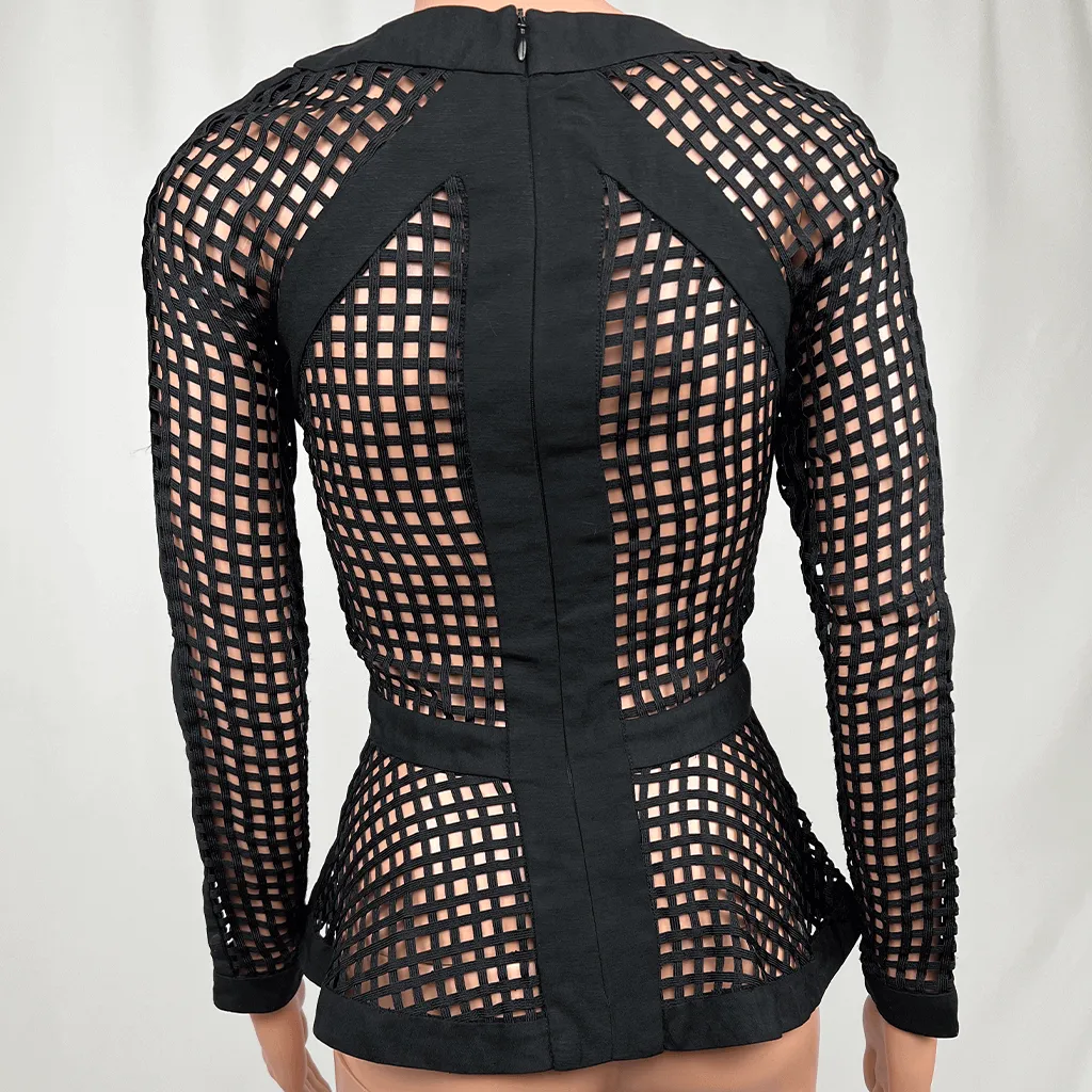 Zimmermann Black Lattice Long Sleeve Top