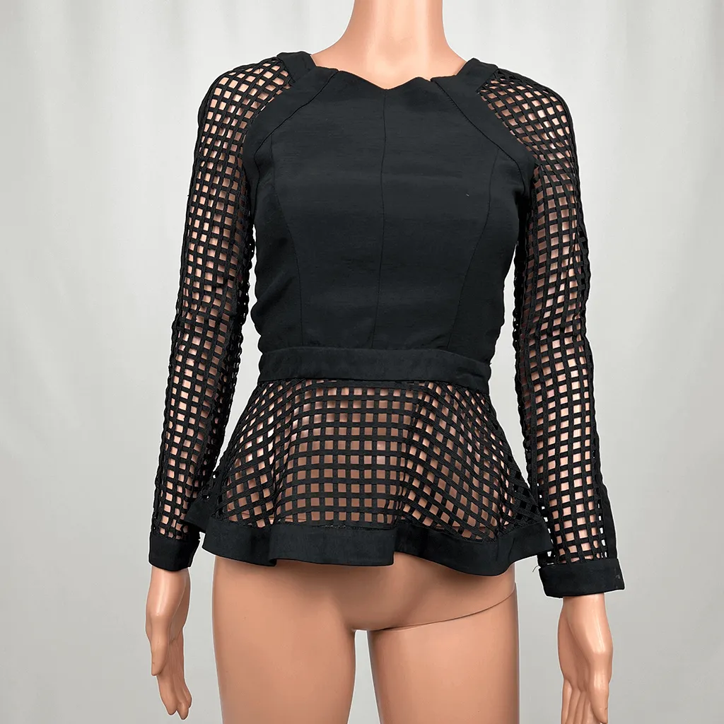 Zimmermann Black Lattice Long Sleeve Top