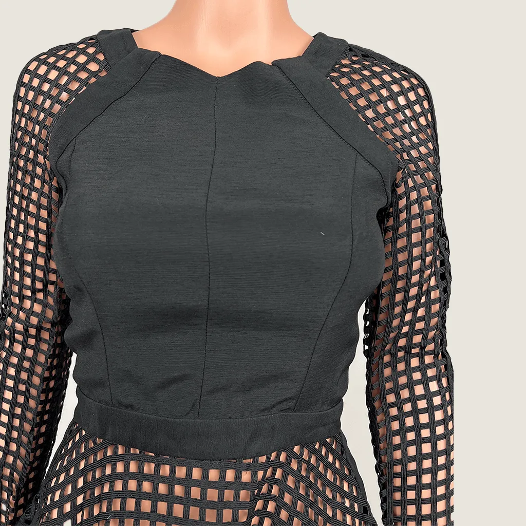 Zimmermann Black Lattice Long Sleeve Top